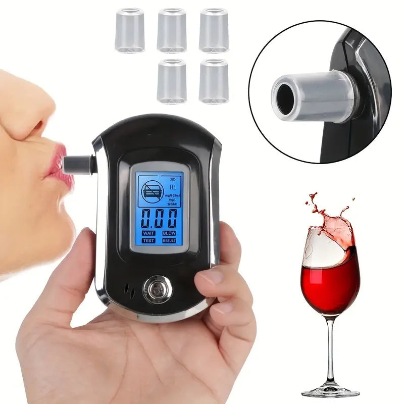 Police-Grade Breathalyzer with LCD Display - AT6000 Alcohol Tester Image 1