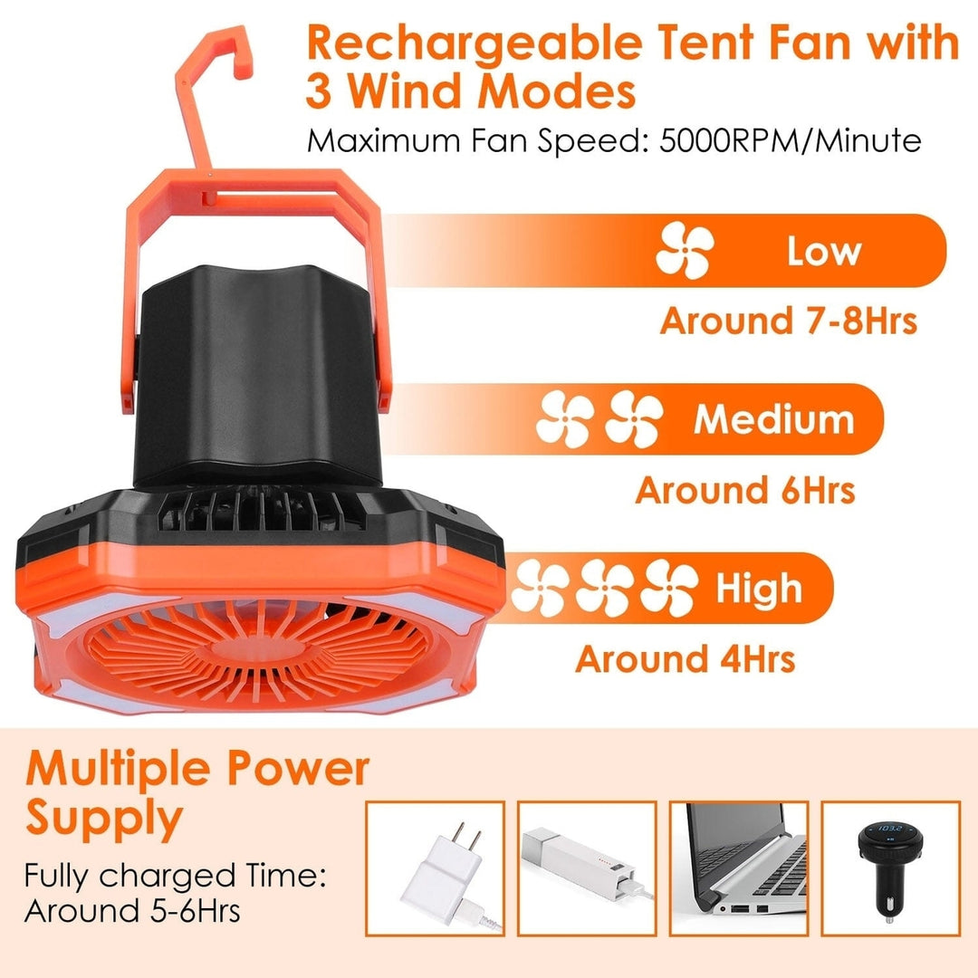 Portable Camping Lantern Fan 10000mAh Battery Powered with 4 Light Modes Image 9