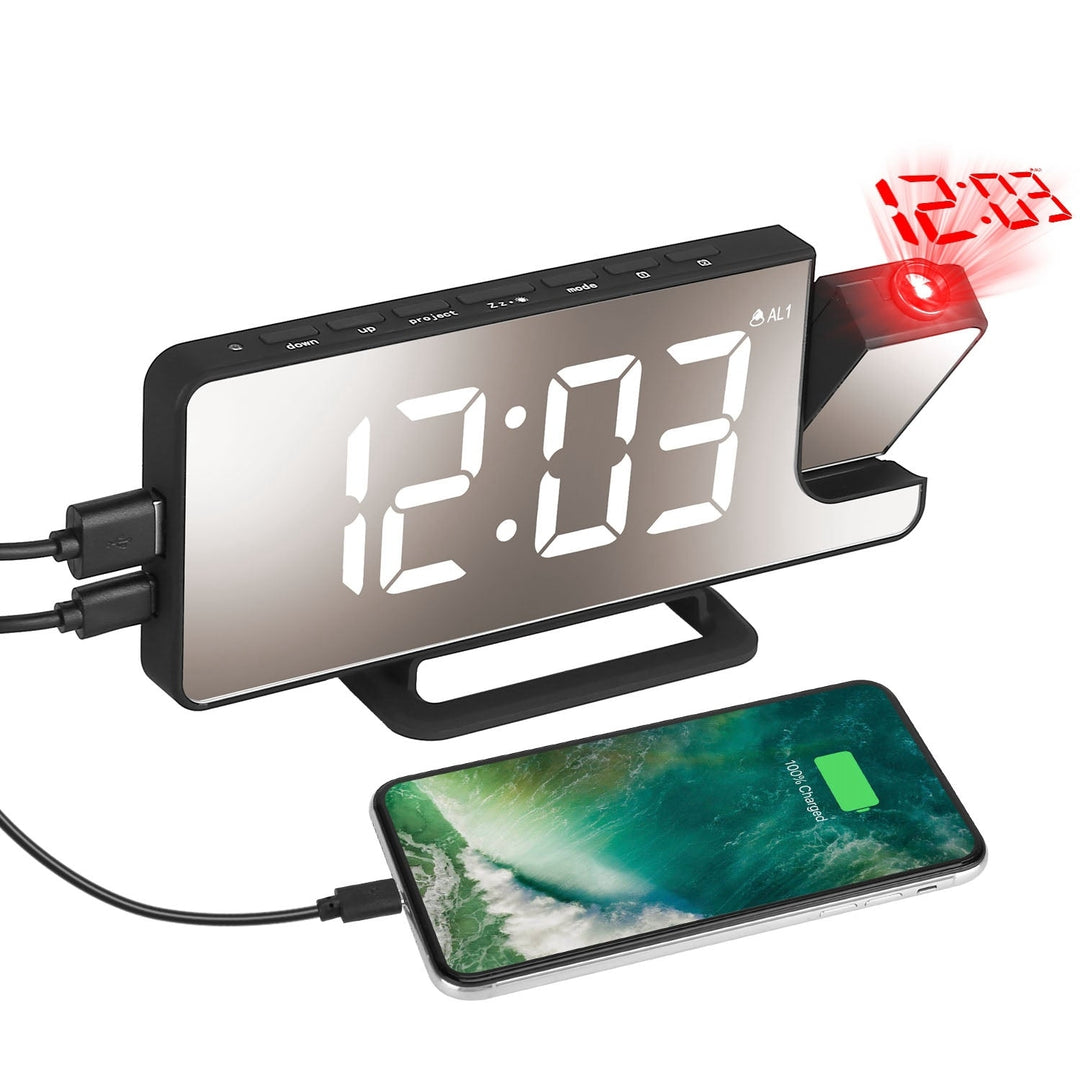 Projection Alarm Clock LED Digital Alarm Clock with Dual Alarms Snooze Image 4