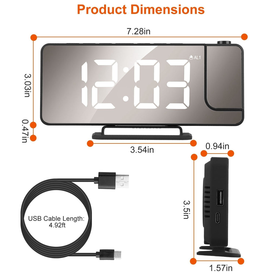 Projection Alarm Clock LED Digital Alarm Clock with Dual Alarms Snooze Image 8