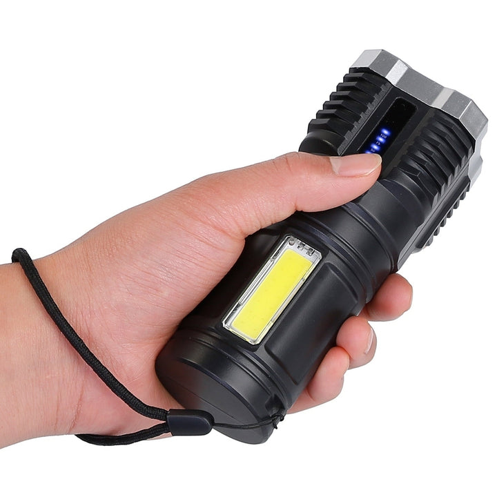 Rechargeable Flashlight LED Floodlight Torch with Strap Super Bright Flashlight Image 1