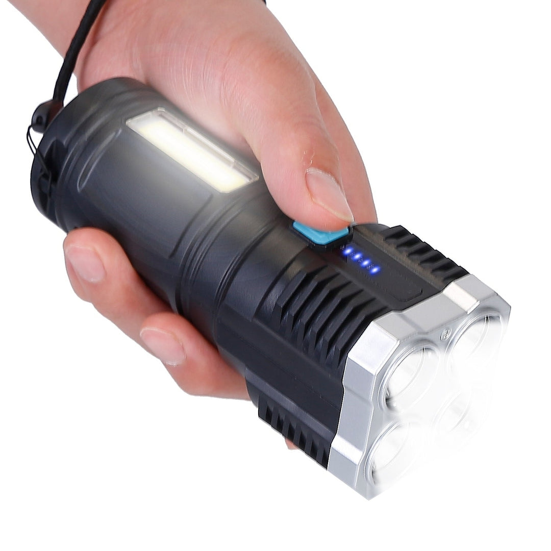 Rechargeable Flashlight LED Floodlight Torch with Strap Super Bright Flashlight Image 6