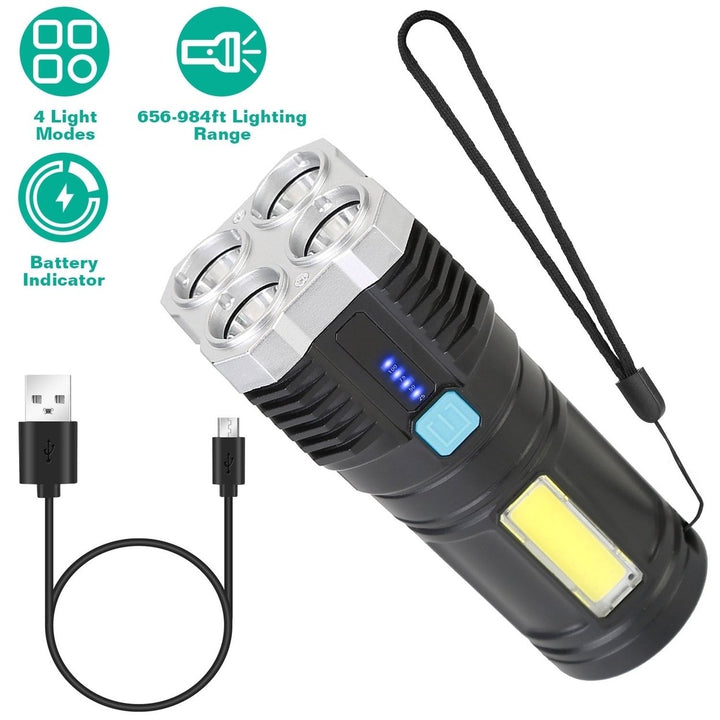 Rechargeable Flashlight LED Floodlight Torch with Strap Super Bright Flashlight Image 7