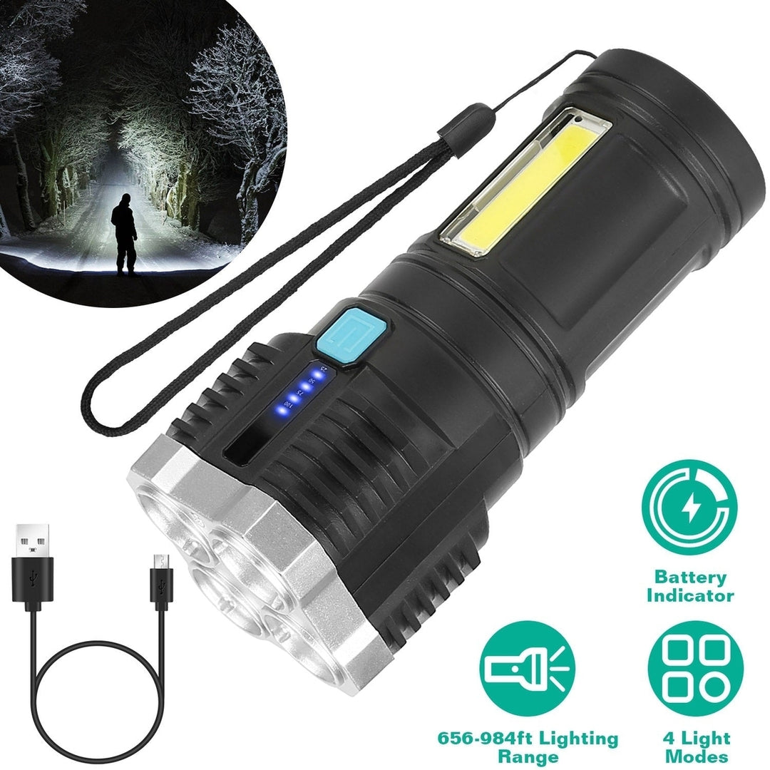 Rechargeable Flashlight LED Floodlight Torch with Strap Super Bright Flashlight Image 10