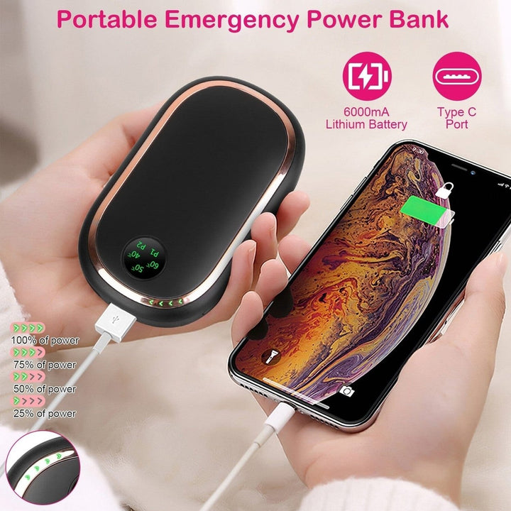 Rechargeable Hand Heater Pocket Warmer Power Bank with Digital Display Image 7