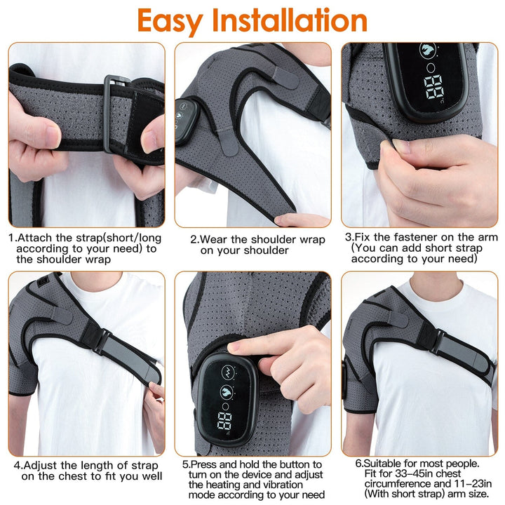 Rechargeable Heated Shoulder Wrap Massager Shoulder Brace Support with 3 Heating Levels Image 8