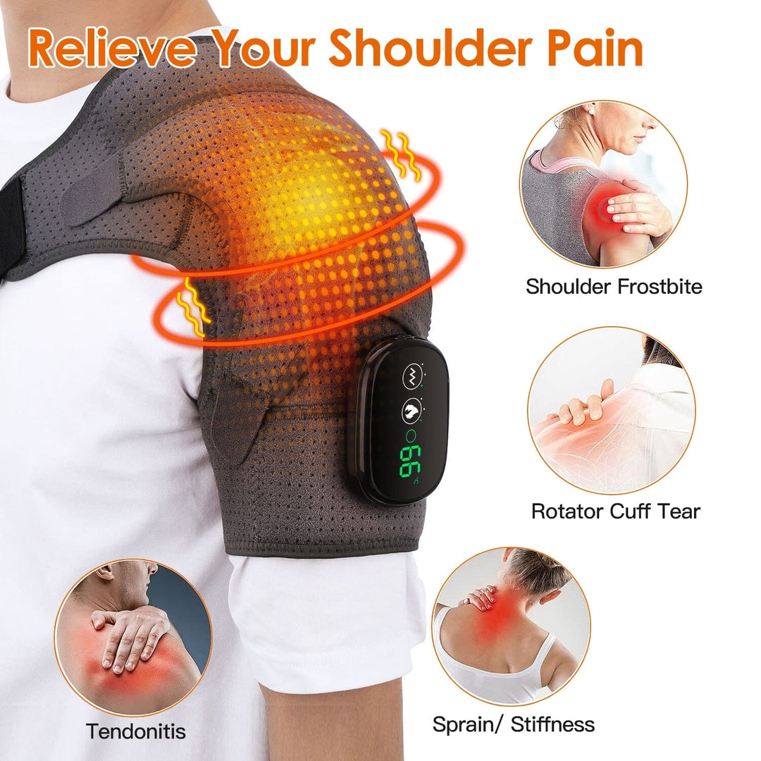 Rechargeable Heated Shoulder Wrap Massager Shoulder Brace Support with 3 Heating Levels Image 10