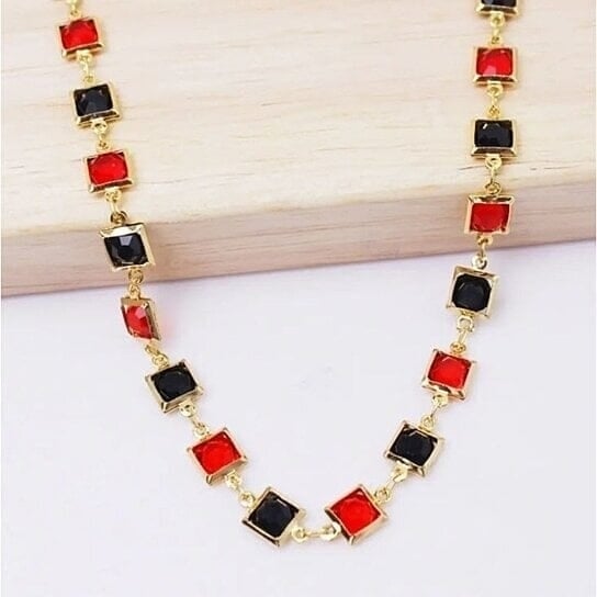 Red And Crystal Square Ankle Bracelet Image 2