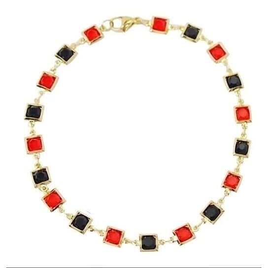 Red And Crystal Square Ankle Bracelet Image 3