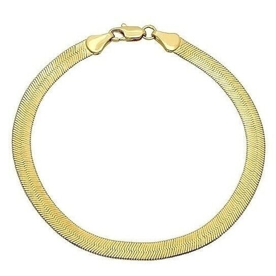 Real Gold Filled High Polish Finsh Magic/snake Chain Bracelet Flat Herringbone Image 1