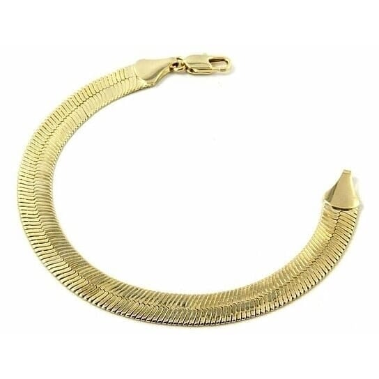 Real Gold Filled High Polish Finsh Magic/snake Chain Bracelet Flat Herringbone Image 2