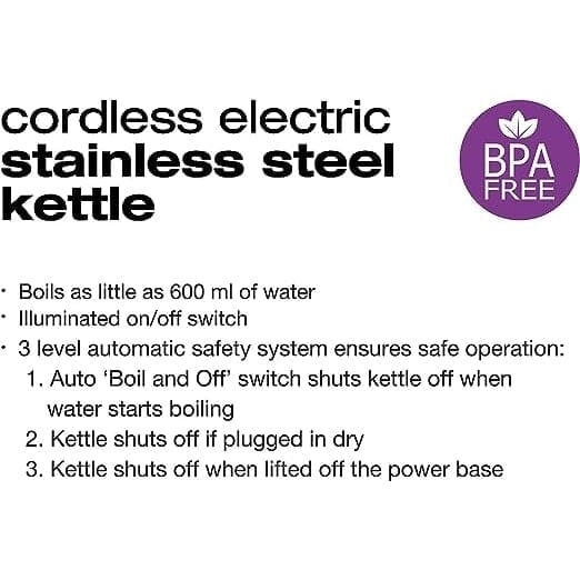 Salton Cordless Electric Stainless Steel Kettle Image 4