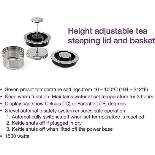 Salton Temperature Control Kettle and Tea Steeper 1.7 L/Qt Image 7