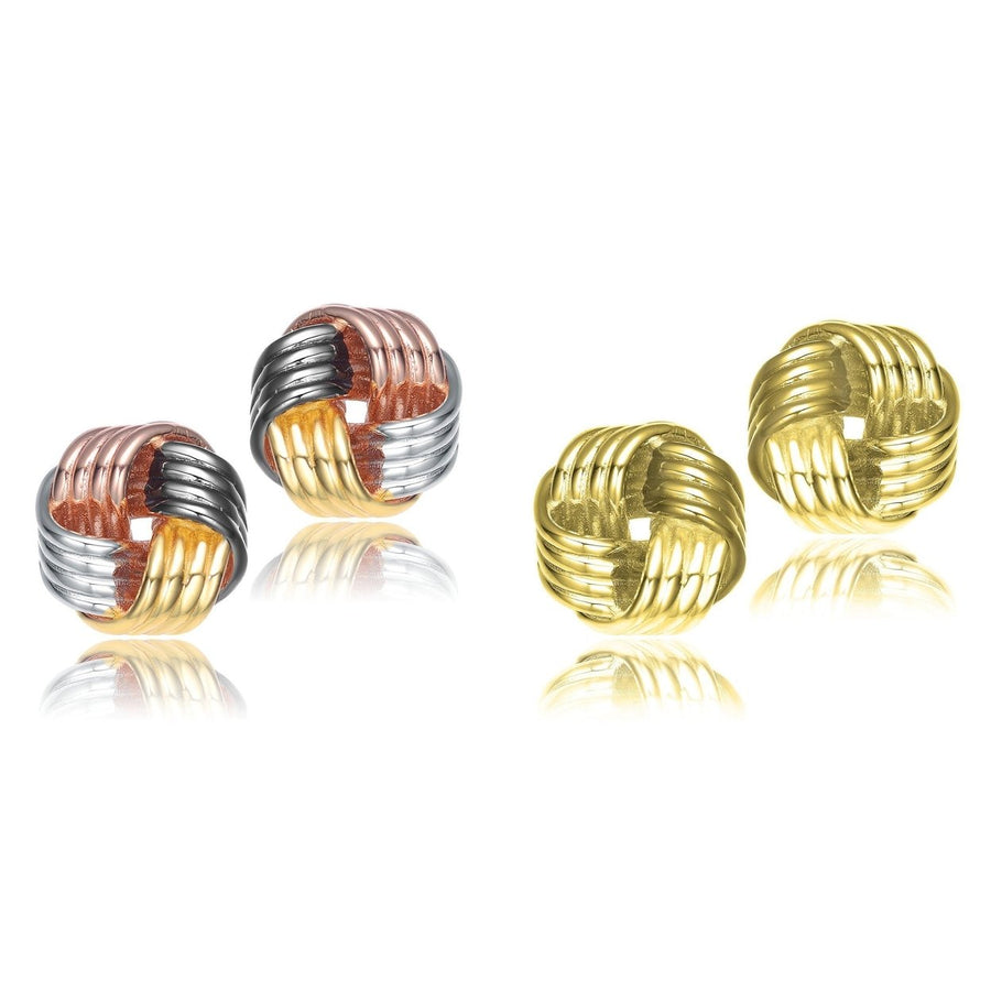 Set of 2: Twisted Button Stud Earrings Image 1