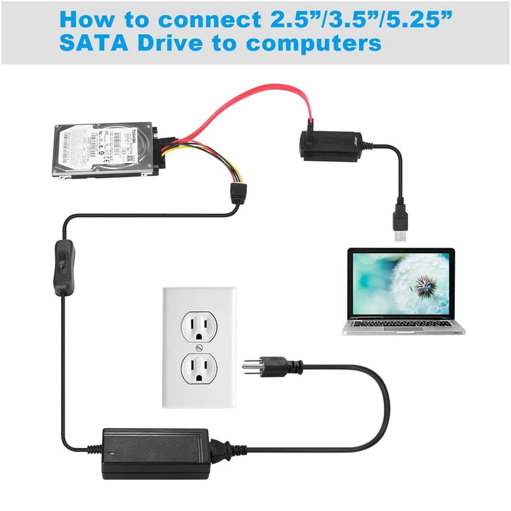 SATA PATA IDE to USB 2.0 Adapter Converter Cable For 2.5" 3.5" Hard Drive Disk Image 4