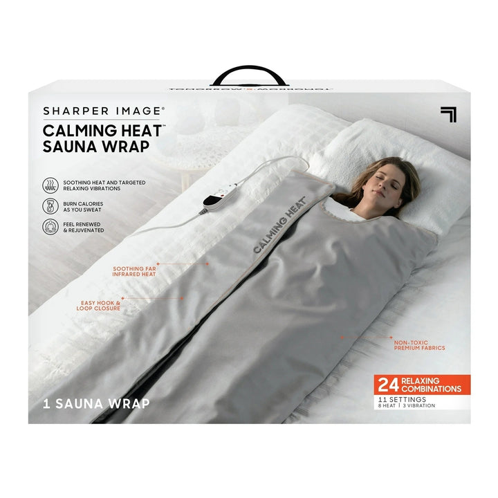 Sharper Image Calming Heat Sauna Wrap 8 Heat Levels 3 Massaging Vibrations Gray Image 4