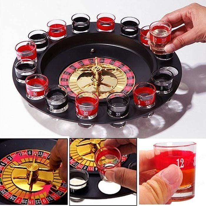 Shot Glass Roulette Set Novelty Drinking Game with 16 Shot Glasses Image 1