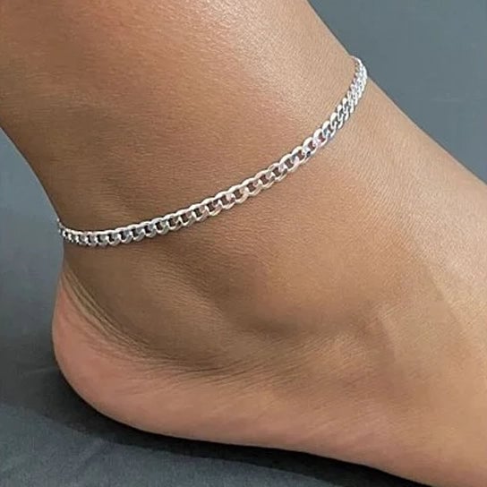 Silver Cuban Curb Anklet Everyday Simple Anklet/Bracelet Image 1