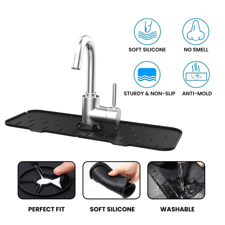 Silicone Kitchen Sink Faucet Splash Guard and Drip Catcher Tray Image 4