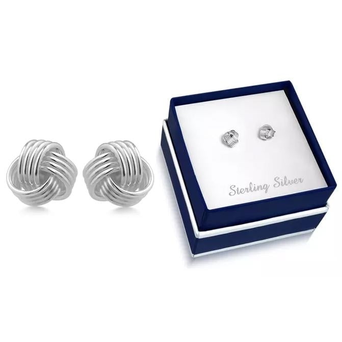 Solid Sterling Silver Love Knot Stud Earrings Image 1