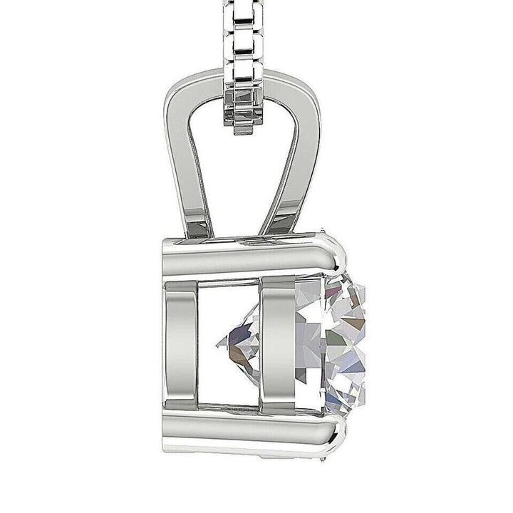 Solitaire Pendant I2 H 1.03 Ct Round Cut Diamond Four Prong Set 14K White Gold Image 2