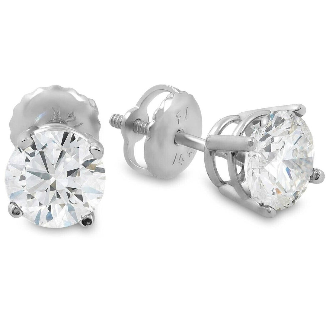 Single 0.40CT Real Genuine Diamond Stud Earring 14k Solid Gold Wow Image 1