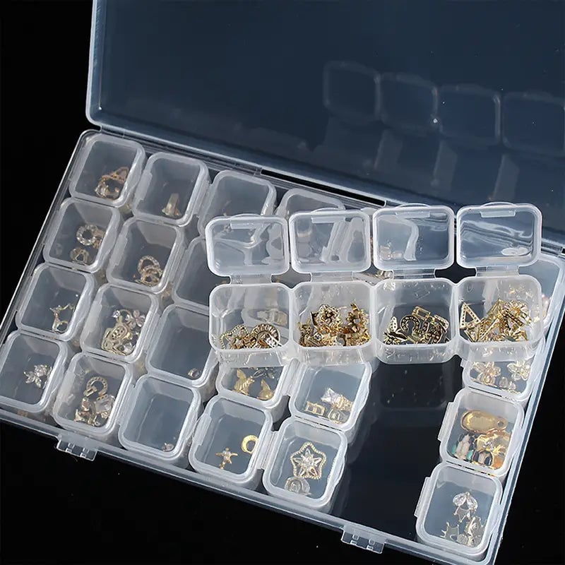 Small 28 Grids Diamond Box Clear Plastic Jewelry Craft Storage Container Image 1