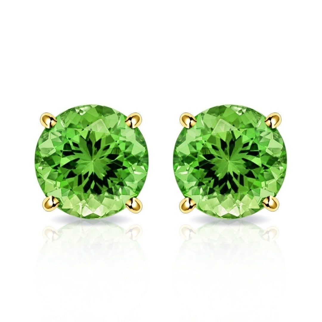 Solid 10K Gold 2.00 CTW Peridot Stud Earrings By MUIBLU Gems Image 1