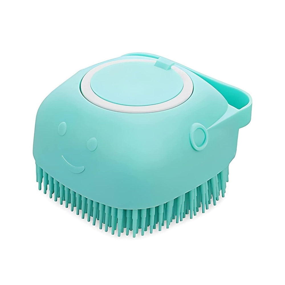 Soft Dog Cat Pet Bath Scrubber Massager Brush With Shampoo Dispenser Image 2