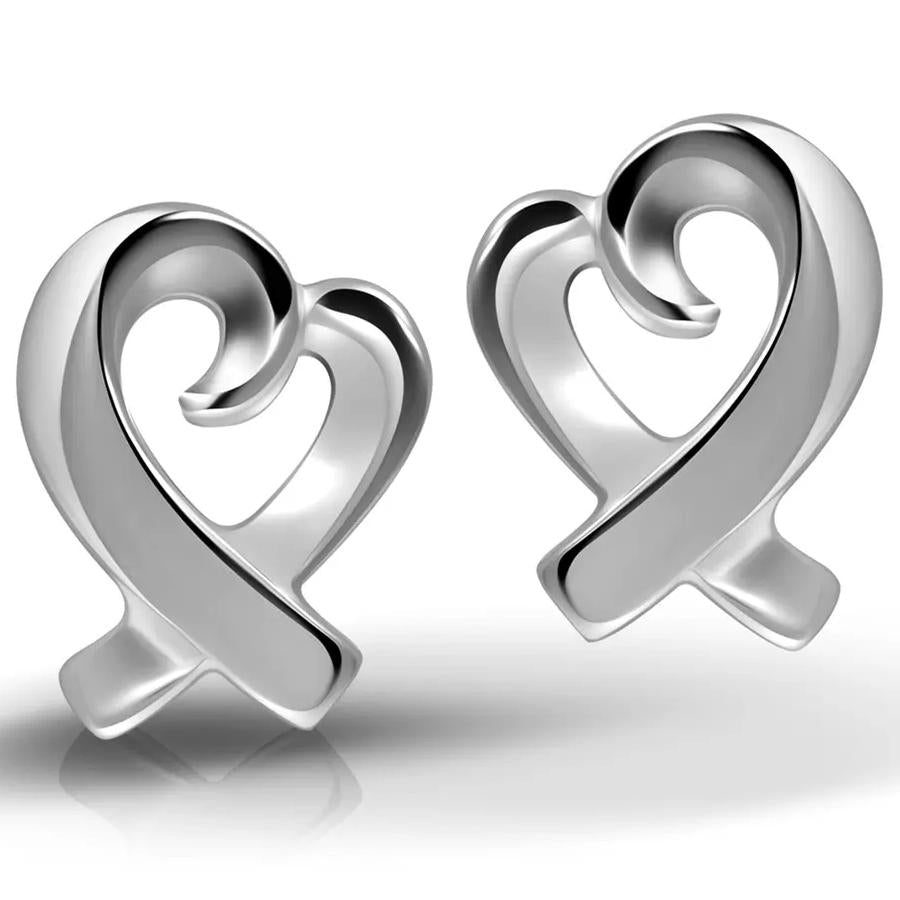 Sterling Silver Classic Open Heart Earrings Image 1