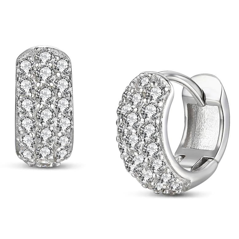 Sterling Silver CZ Hoop Earrings Image 1