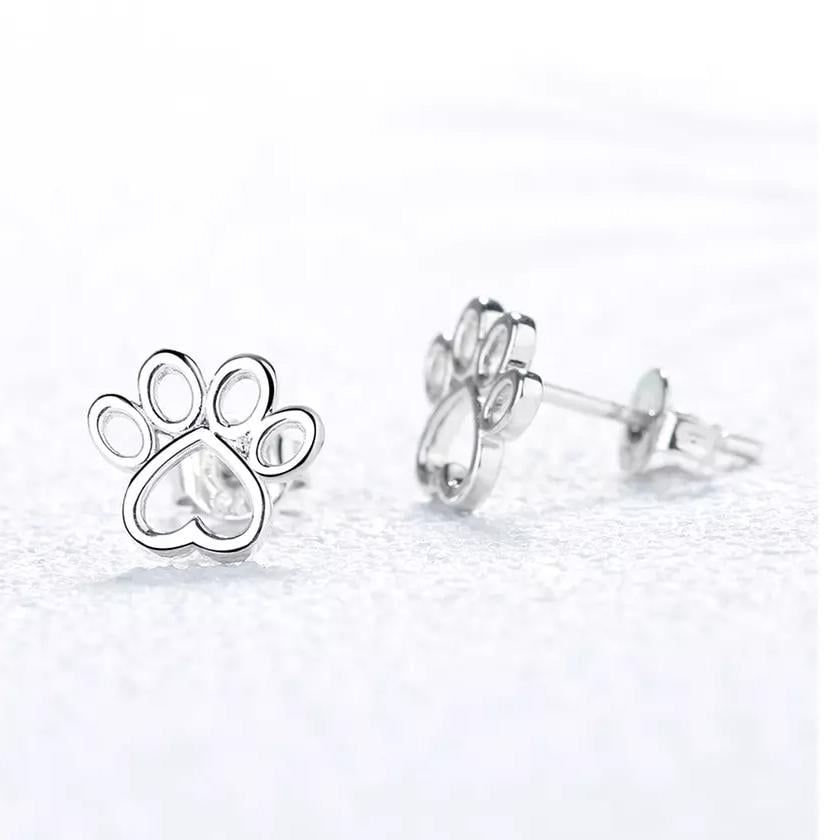 Sterling Silver Paw Stud Earrings Image 1