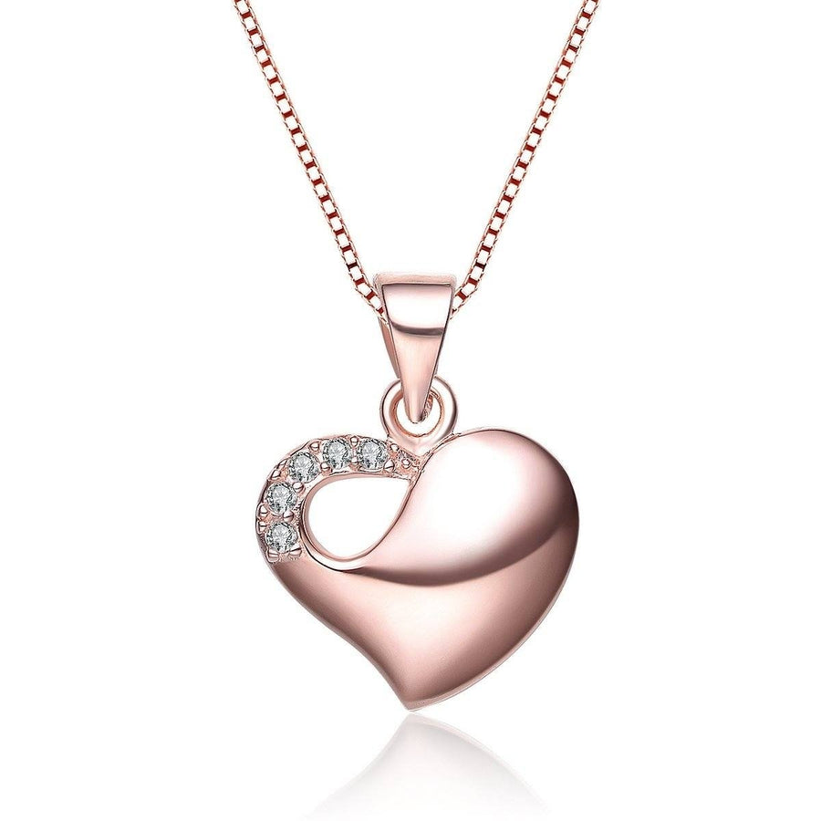 Sterling Silver Rose Heart Necklace Image 1