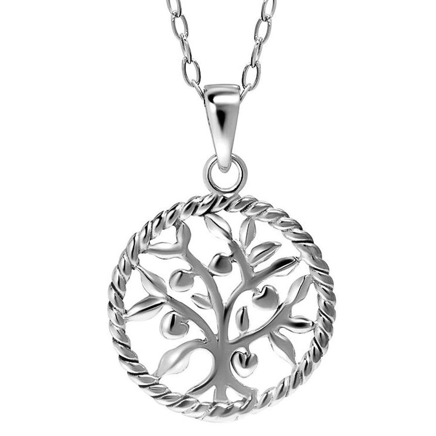 Sterling Silver Round Tree Of Life Necklace Image 1