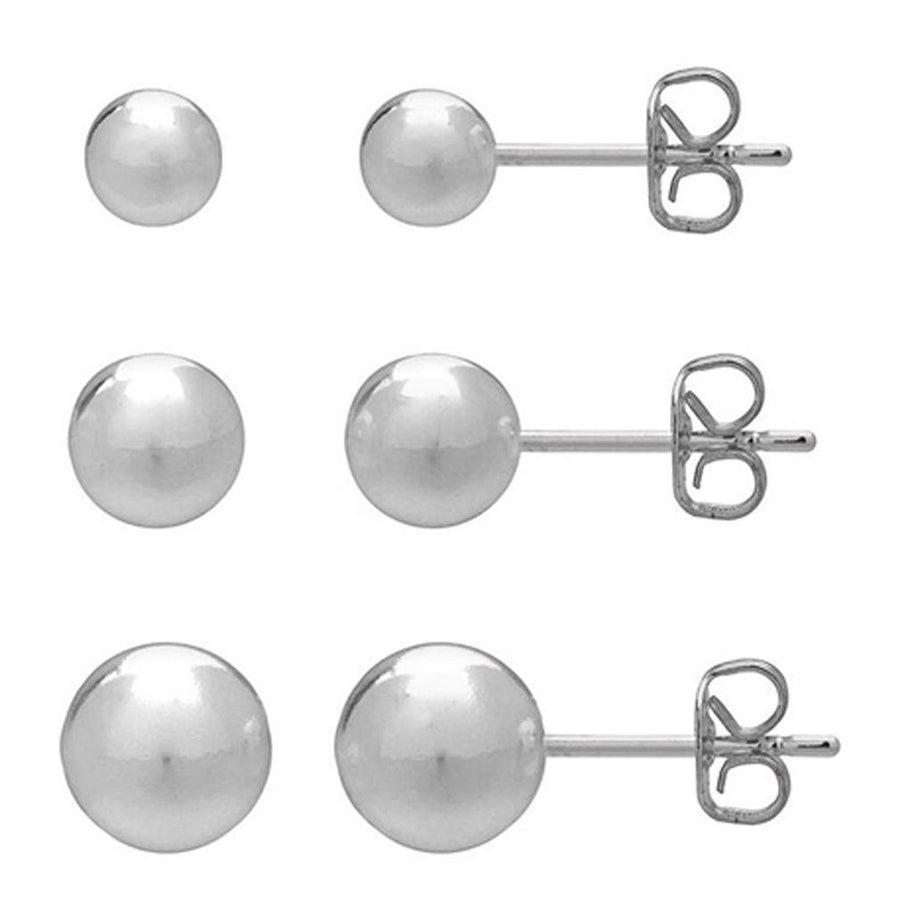 Sterling Silver Trio Ball Stud Earrings Set Image 1