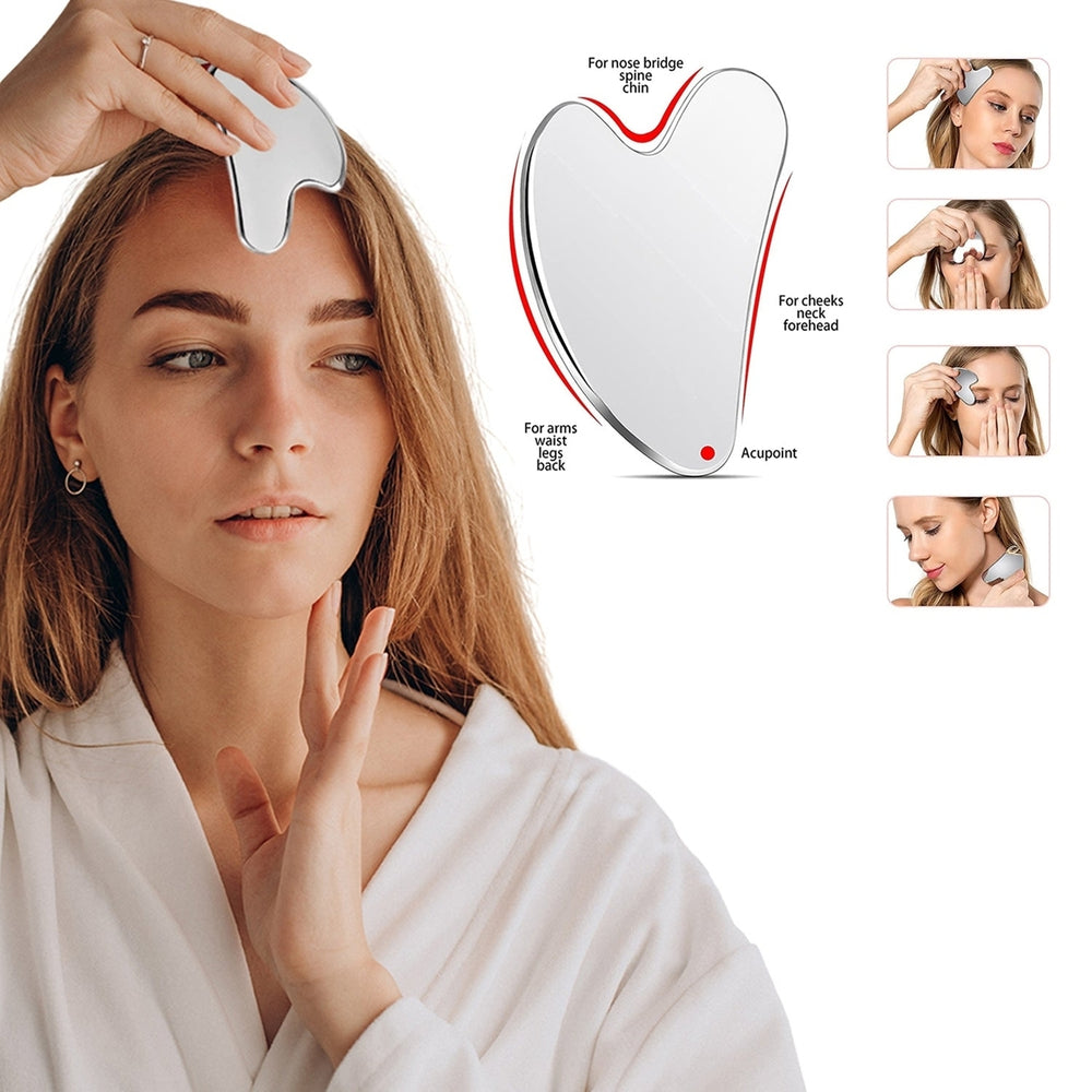 Stainless Steel Gua Sha Massage Scraper Tool For Facial Skin Care Image 2