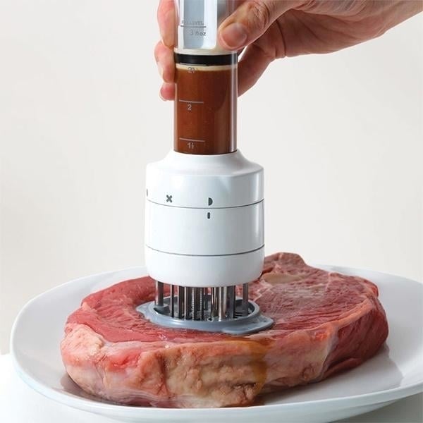 Stainless Steel Seasoning and Marinade Injector Needle Meat Tenderizer Image 1