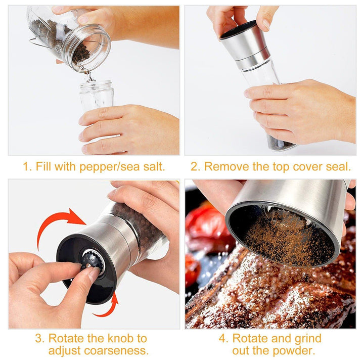 Stainless Steel Salt Pepper Grinder with Adjustable Coarseness Image 8