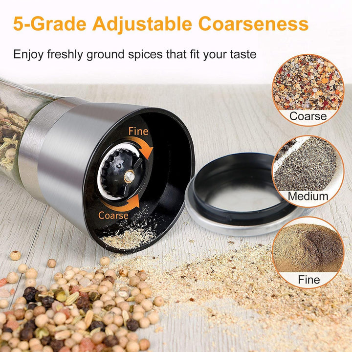 Stainless Steel Salt Pepper Grinder with Adjustable Coarseness Image 9