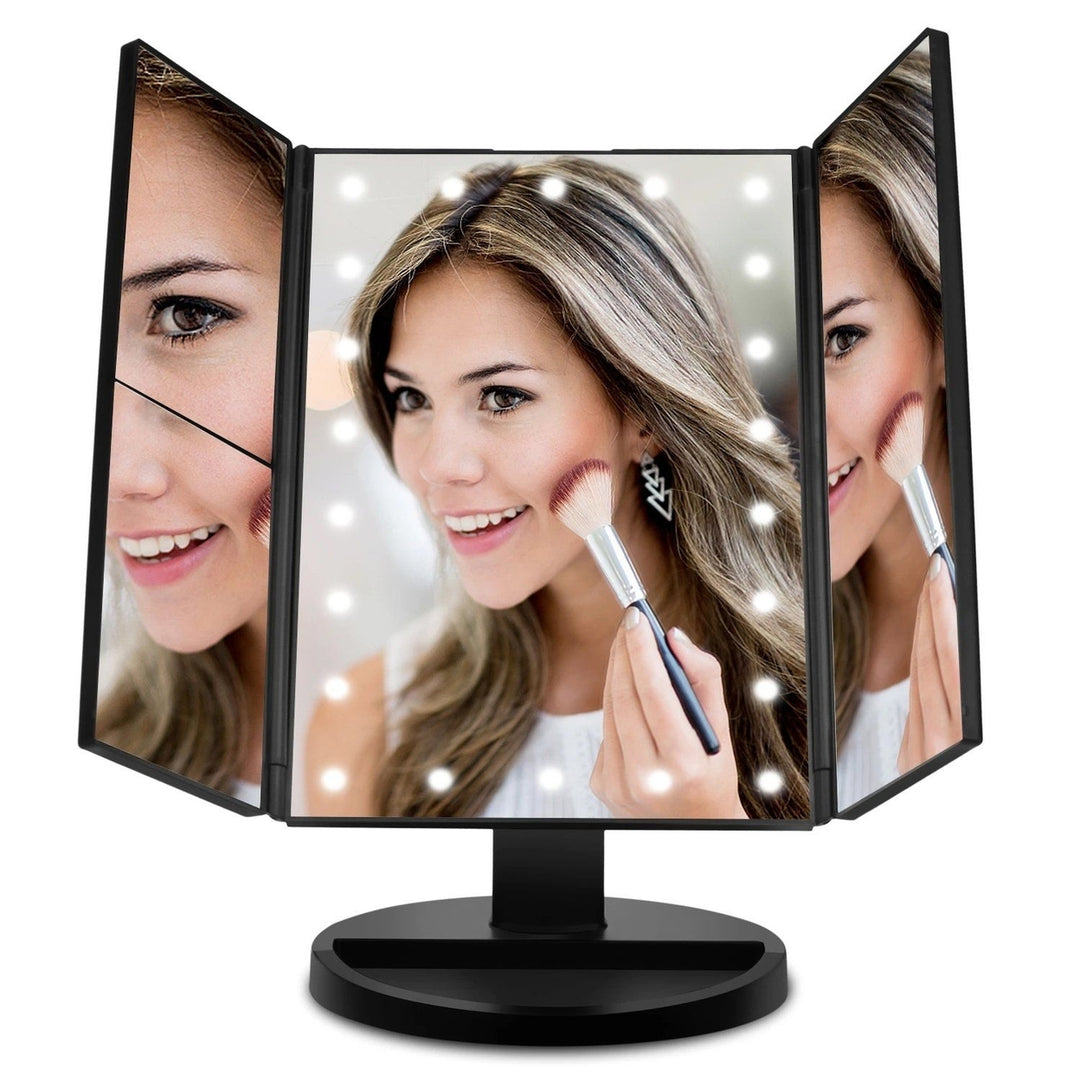 Standing Make Up Mirror Vanity USB 21 LED Light 10X 3X 2X 1X Magnification Black Image 1