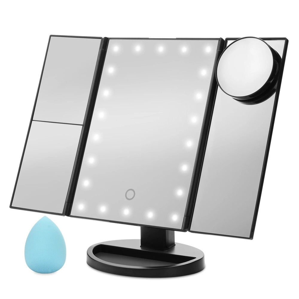 Standing Make Up Mirror Vanity USB 21 LED Light 10X 3X 2X 1X Magnification Black Image 2