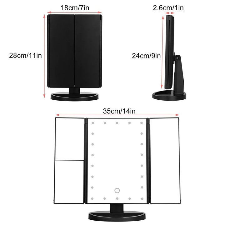 Standing Make Up Mirror Vanity USB 21 LED Light 10X 3X 2X 1X Magnification Black Image 6