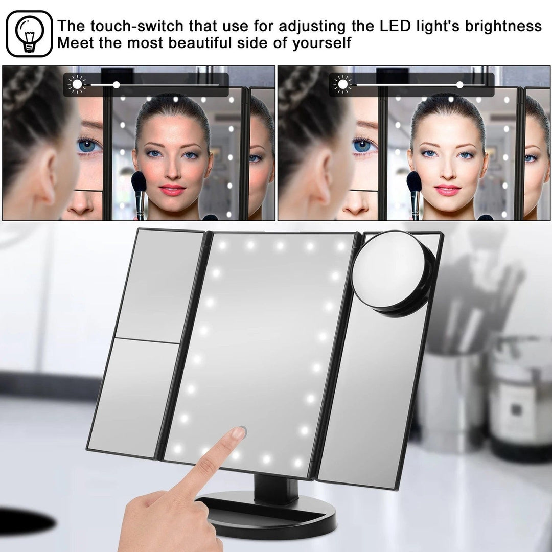 Standing Make Up Mirror Vanity USB 21 LED Light 10X 3X 2X 1X Magnification Black Image 7