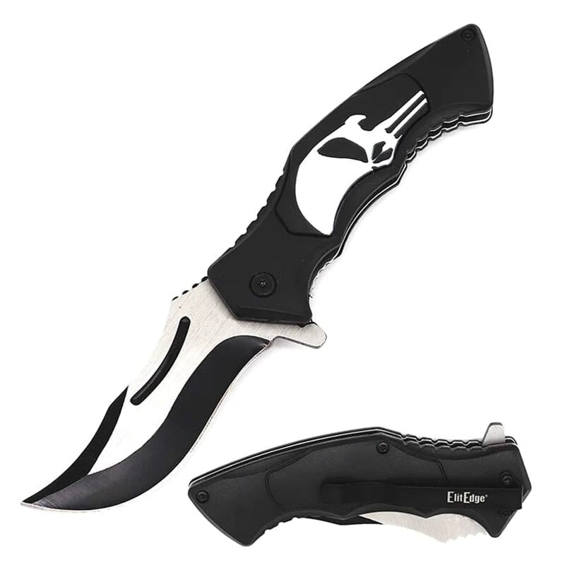 Spring Assisted Punisher Skull Knife Image 1