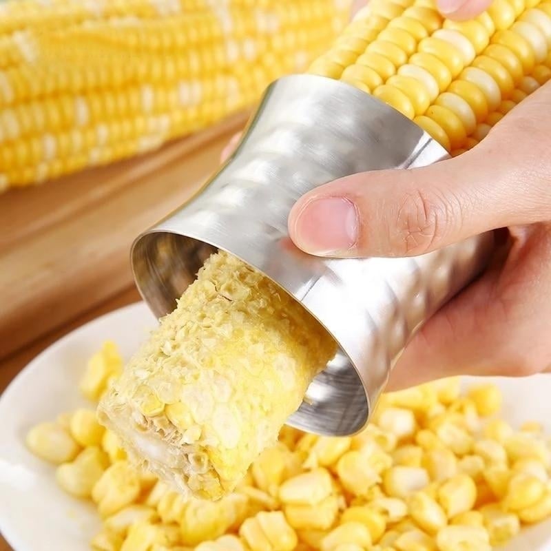 Stainless Steel Corn Stripper and Peeler Ring Image 1