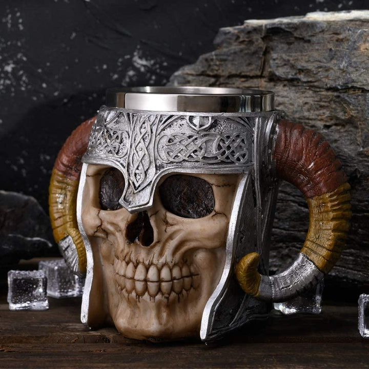 Stainless Steel Double Handle Horn Skull Beer Cup Image 7