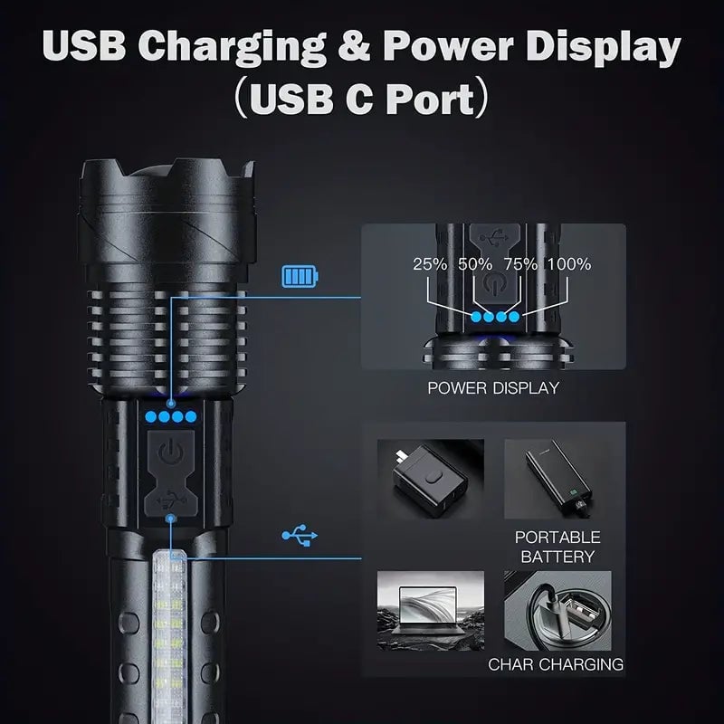 Super Powerful Rechargeable Torch Flood Light Image 4