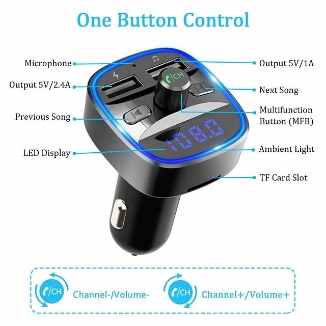 T25 Bluetooth 5.0 Car FM Transmitter Image 4