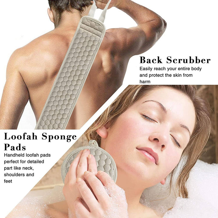 Suntee Exfoliating Back Scrubber and Exfoliating Sponge Pad Image 3