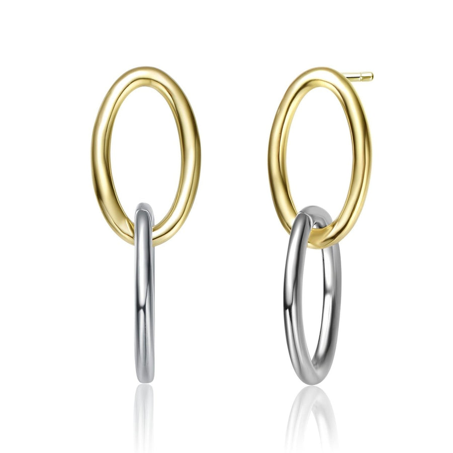 Two Tone Plated Dangle Earrings Image 1